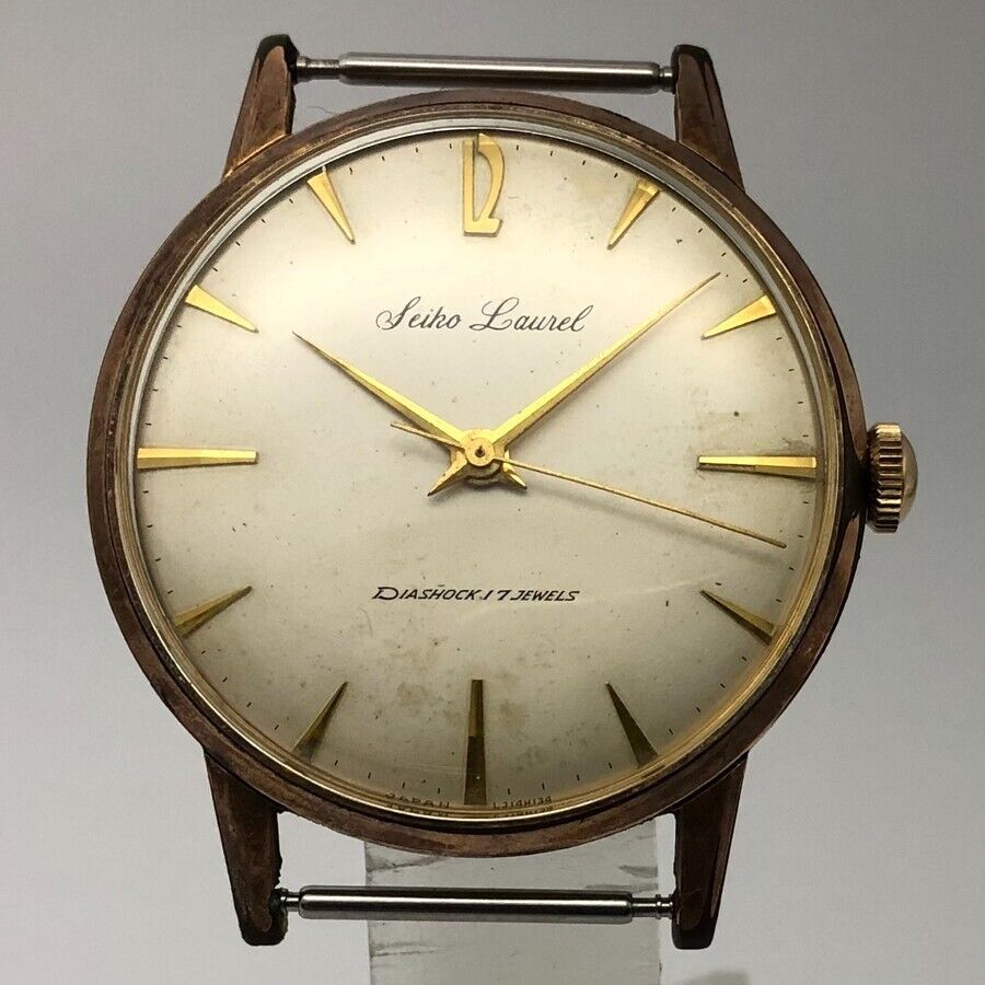 Vintage Seiko Laurel J14047 Rare Indices EGP Hand-Winding 17Jewels