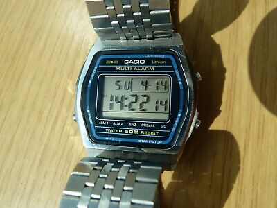 Vintage Casio lcd watch W-55 Blue Multi Alarm module 181 with box