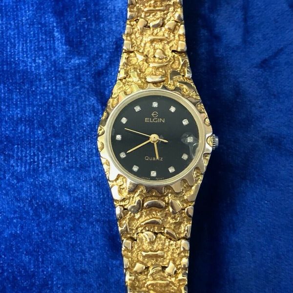 Vintage Elgin Gold Nugget Watch Wristwatch Women's 2035