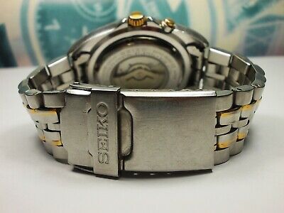 SEIKO KINETIC SQ100 DAY/DATE 2-TONE MEN'S WATCH 5M43-0A90
