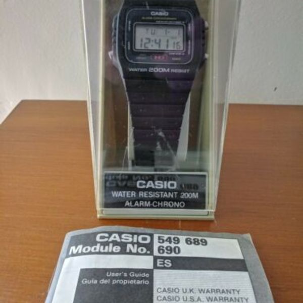 NOS Vintage Casio HD 200m DW 240 Module 690 Alarm Chronograph Watch ...