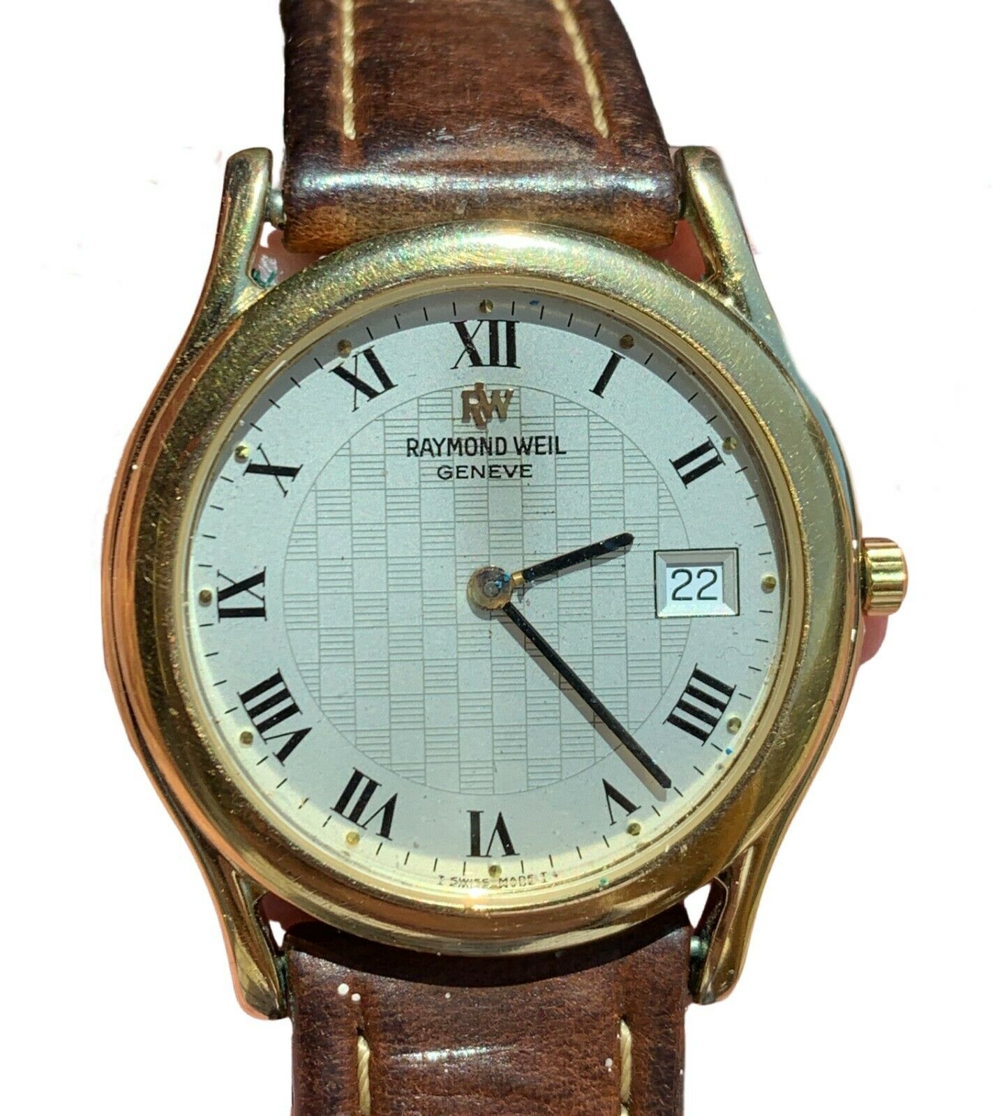 稼働　美品　レイモンドウェイル5567　メンズ　ローマン　クオーツ Raymond Weil 5567 Men's Tradition Retro Quartz Watch 18k Gold
