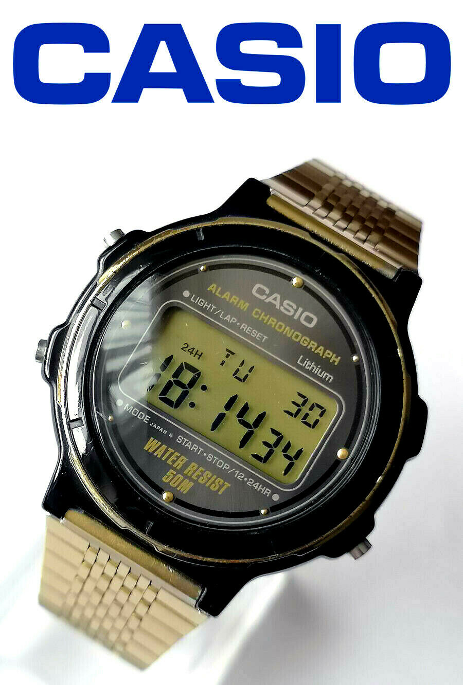 Vintage rare year 1987 Casio W-76 module 593 men's quartz digital
