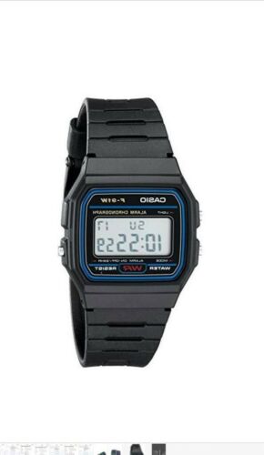 casio men's lcd black resin strap watch