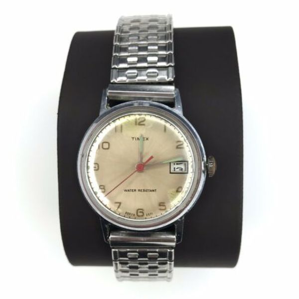 Vintage Timex Manual Watch 1971 Champagne Dial Date 23570 2571