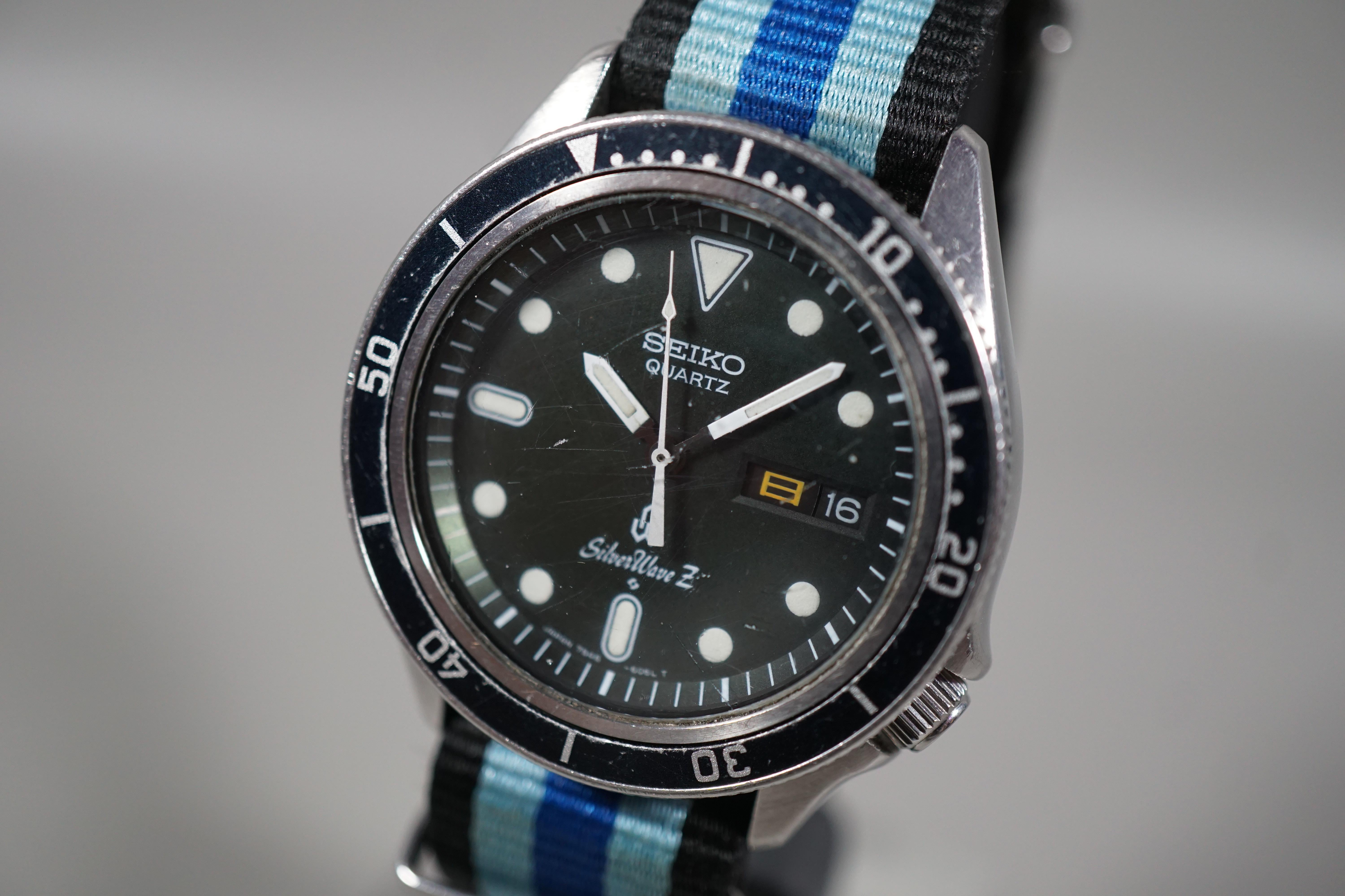 値上げ幅セイコー silver wave Z 7546-6060 NATO本革ベルト 時計