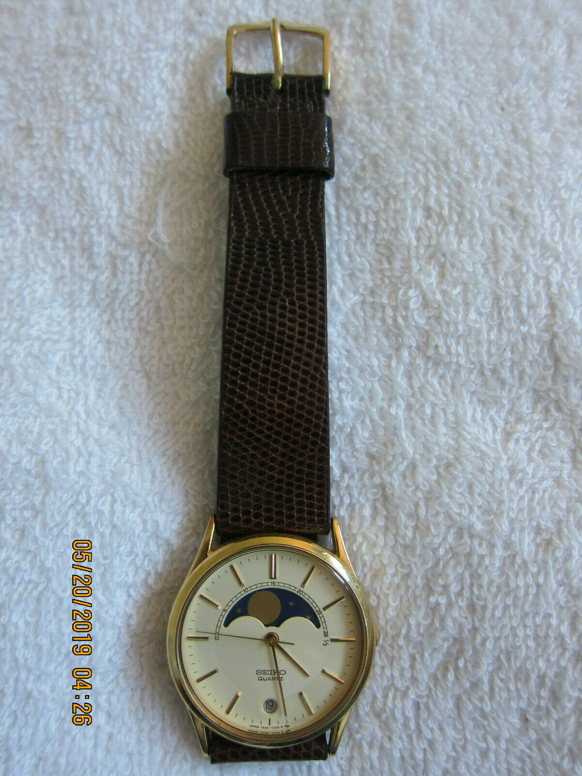 VINTAGE SEIKO MOON PHASE QUARTZ 7434-7008 WATCH BEAUTIFUL ORIGINAL |  WatchCharts