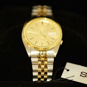 Seiko 5 Men's SNXJ92 Automatic Gold Dial Two-Tone Watch NWT
