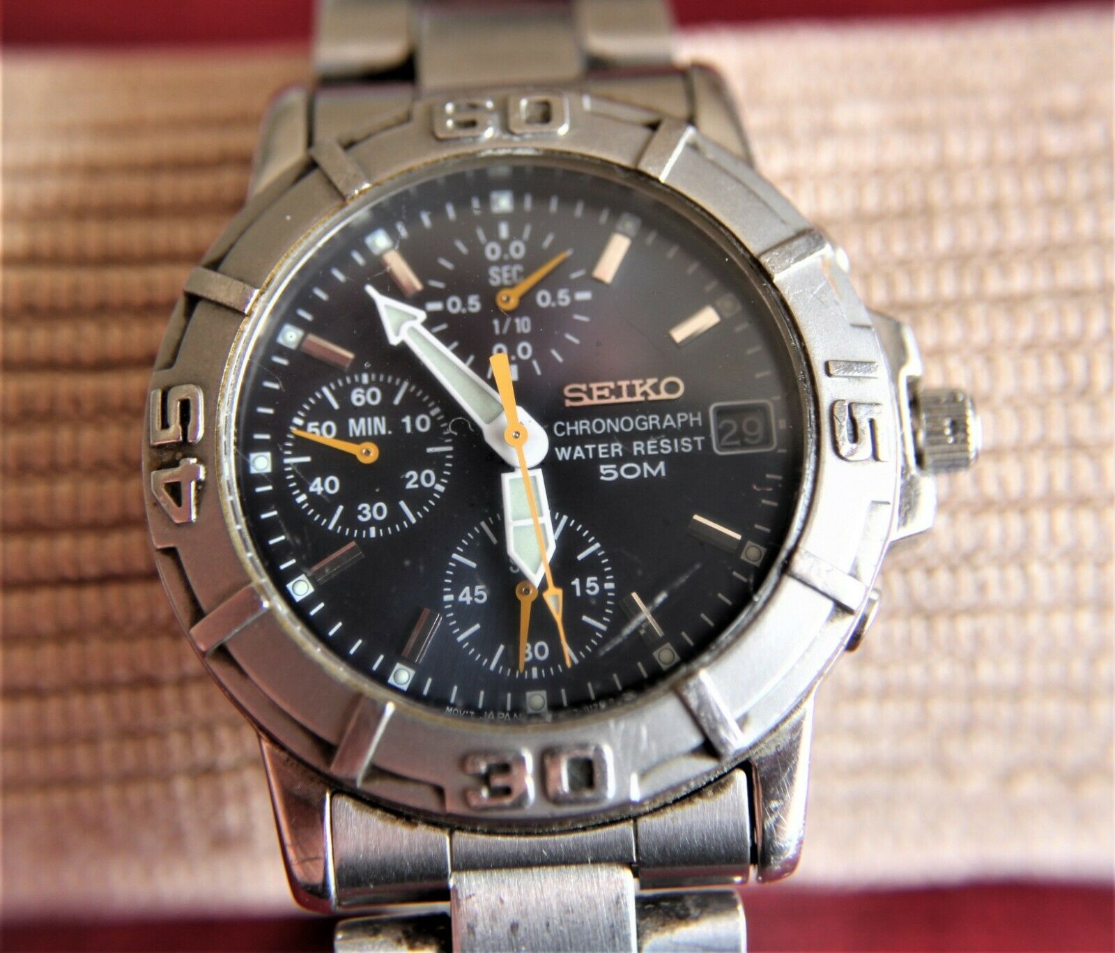 Vintage SEIKO Chronograph, water resist 50m quartz men's watch. New  battery. | WatchCharts