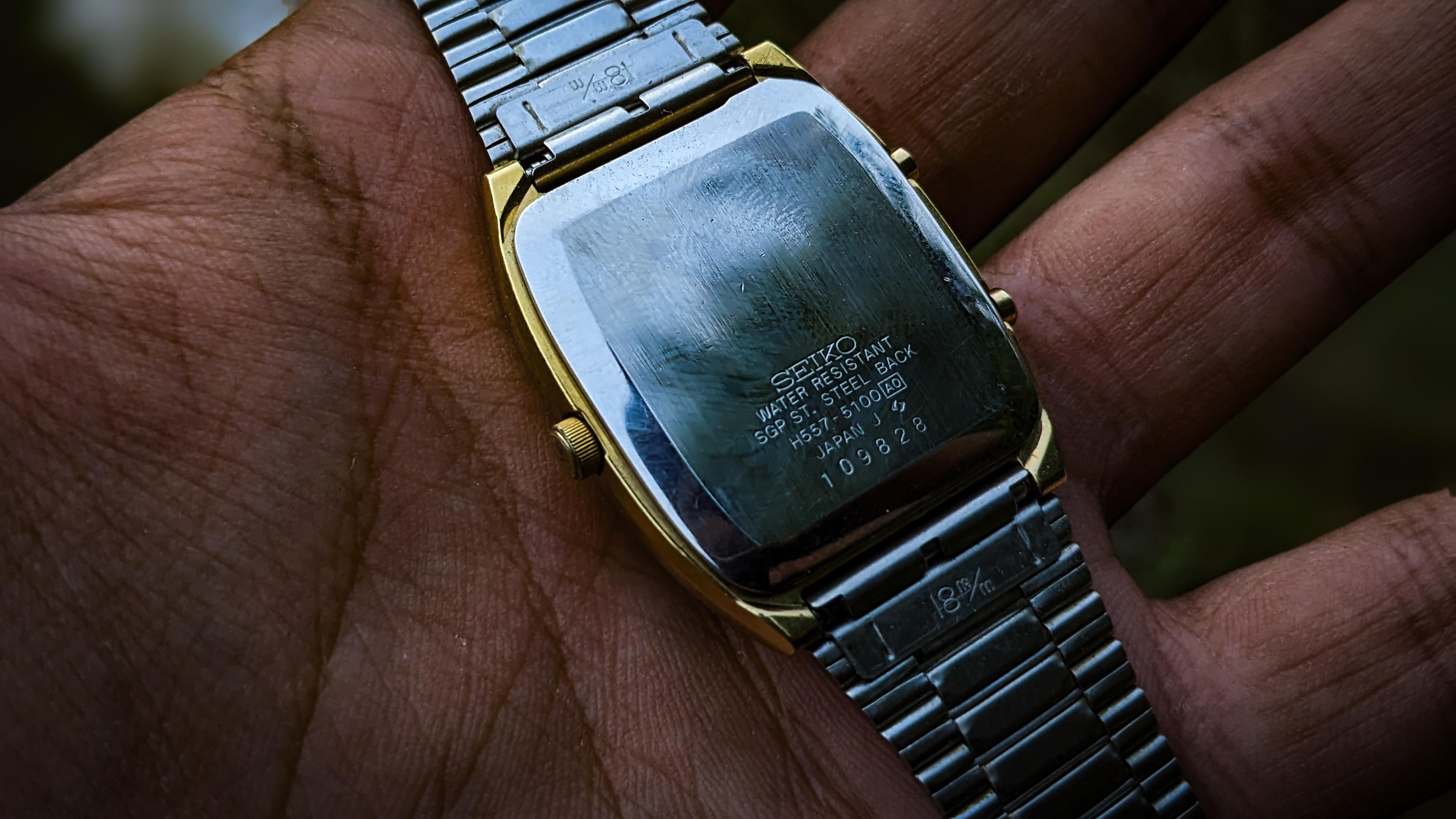 wts] vintage Seiko Gold Plated Tank style Analog/Digital H577-5100