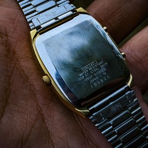 wts] vintage Seiko Gold Plated Tank style Analog/Digital H577-5100