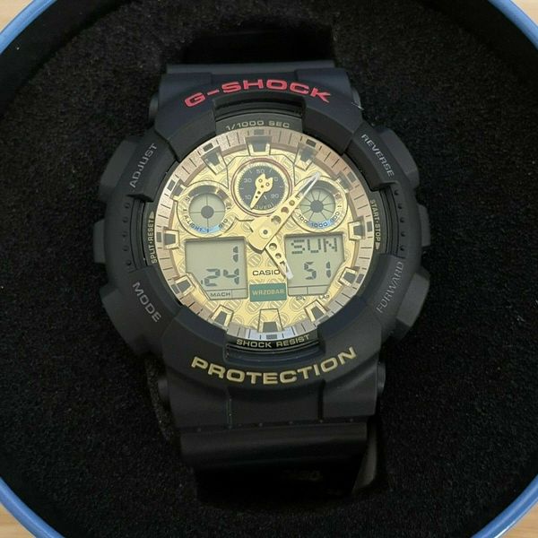 New Casio G-Shock GA100TMN-1A BlackEyePatch Maneki-neko Lucky Cat ...