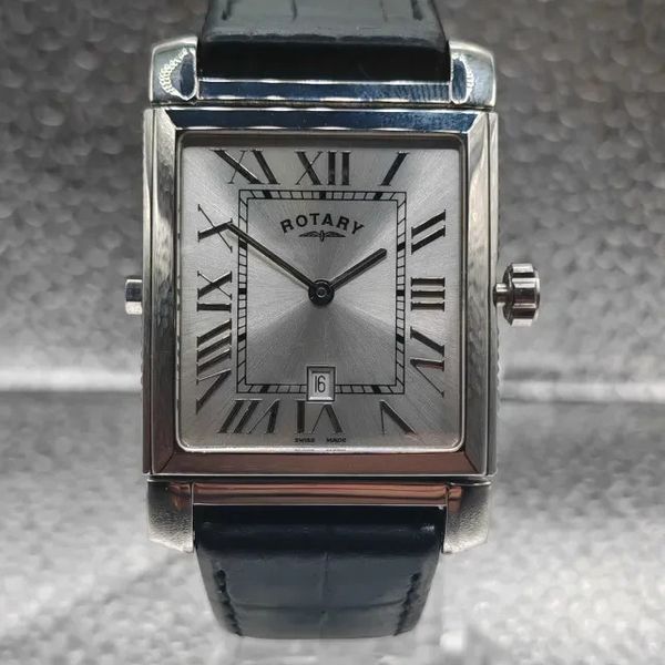 Rotary Reverso Rotary GS02901 Reverso Quartz Wristwatch - Silver - Black strap ...