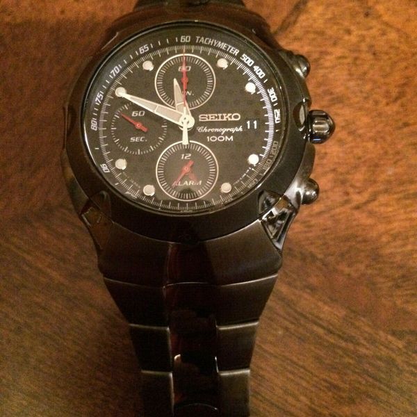 Seiko 7T62-0GM0 100M Chronograph Quartz Men's Black Dail Watch RUNNING |  WatchCharts