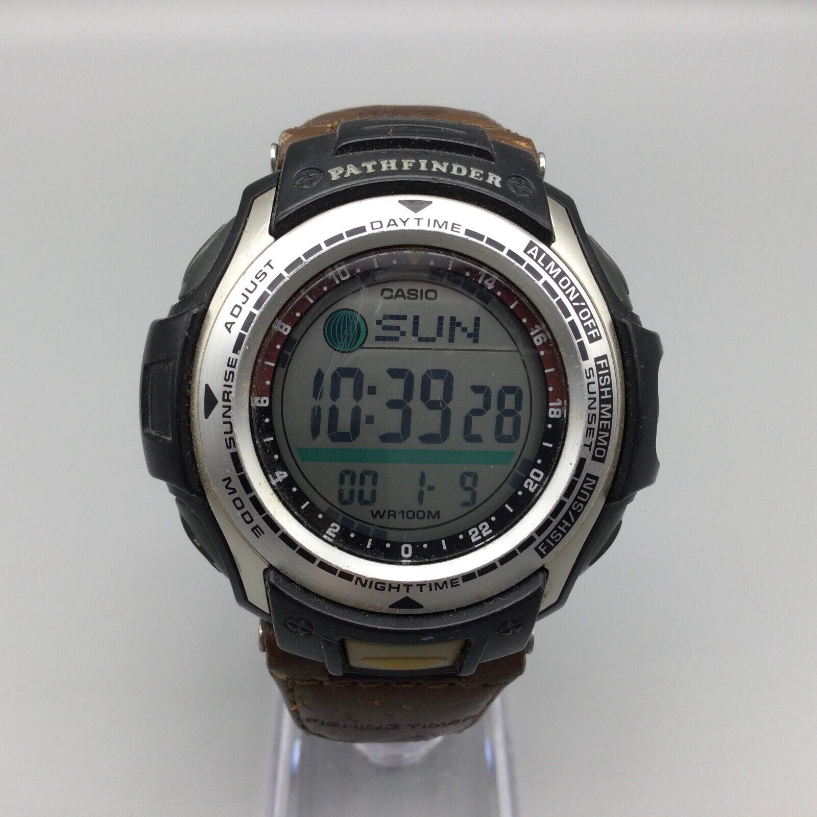 Casio Pathfinder PAS-400B Mens Watch 46mm Digital Gray Brown Canvas New Battery Casio Pathfinder PAS-410B Hunting Timer Digital Watch  main image 2