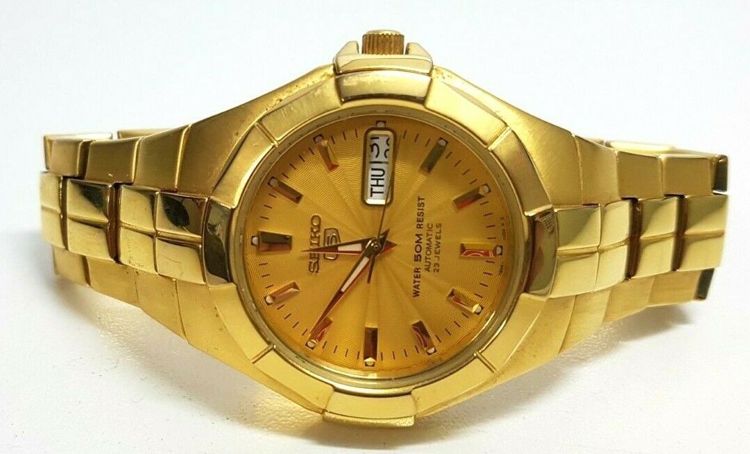 Seiko 5 automatic 23 jewels gold plated price on sale