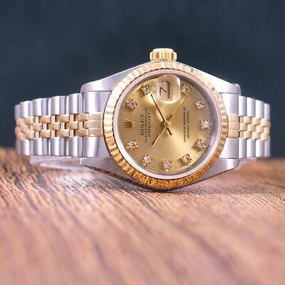 Rolex 69173G DateJust Champagne Diamond Dial 26mm Ladies Watch