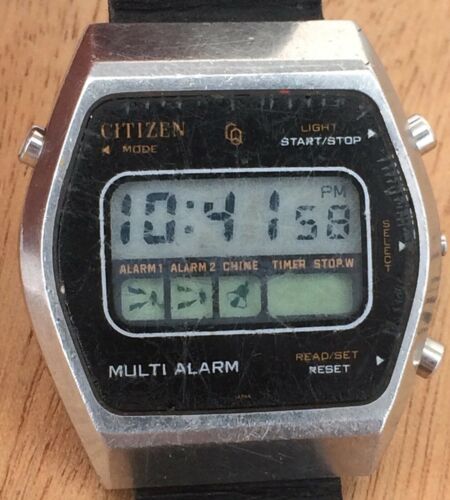 Citizen 9100A Working Quartz Digital 1 13/32in Multi Alarm Japan