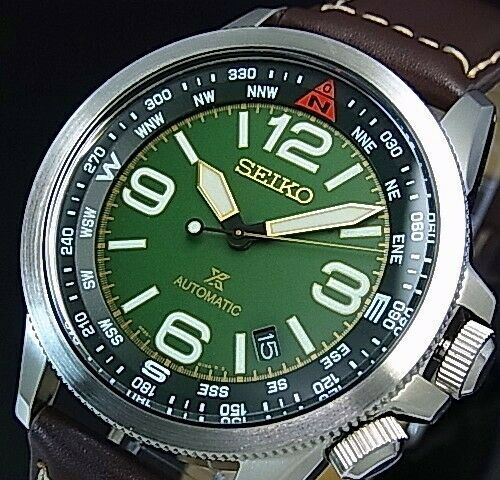 seiko automatic 23 jewels leather