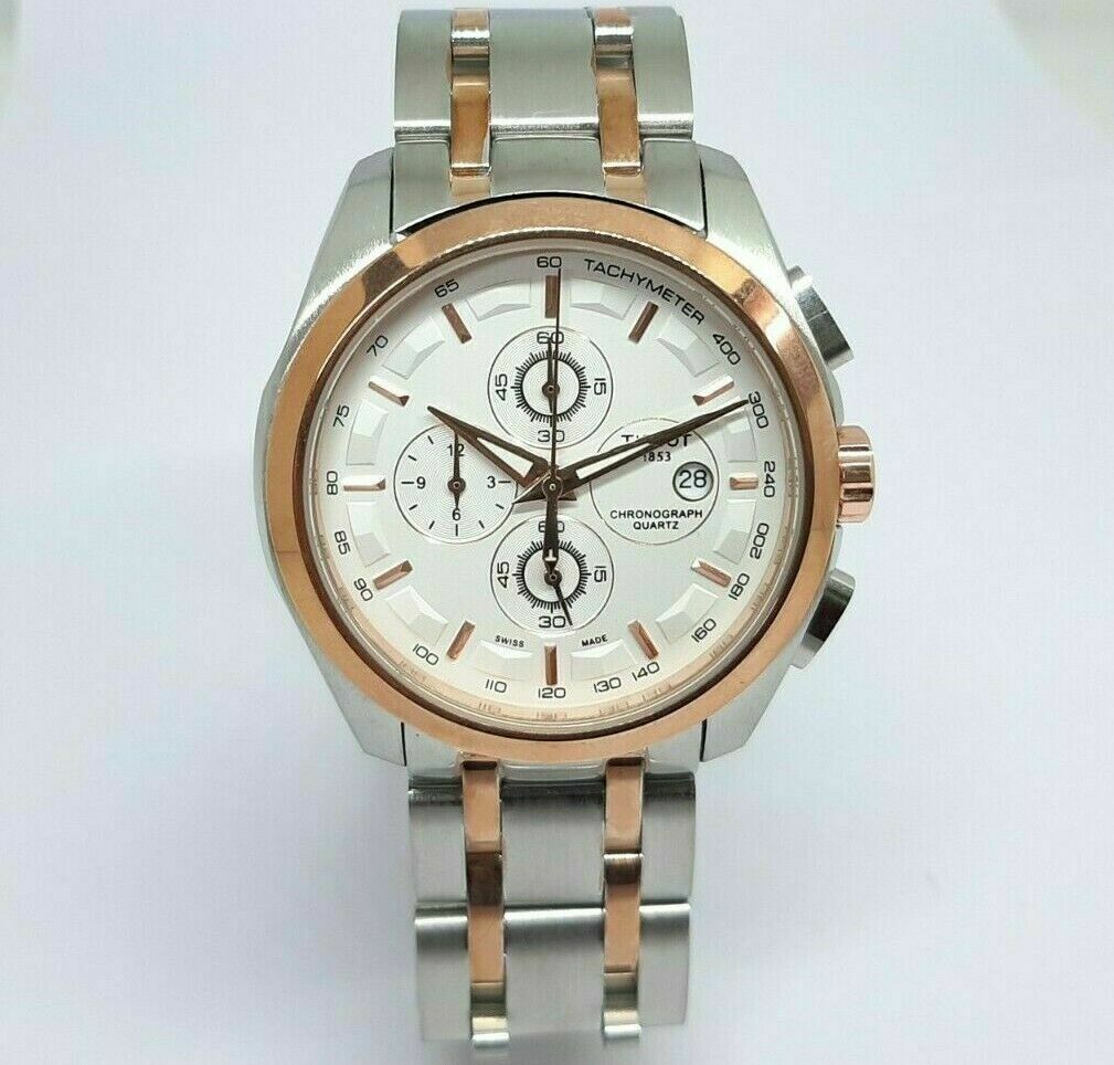 Tissot 1853 Chronograph Date on 3 Two Tone White Dial 100 M WR