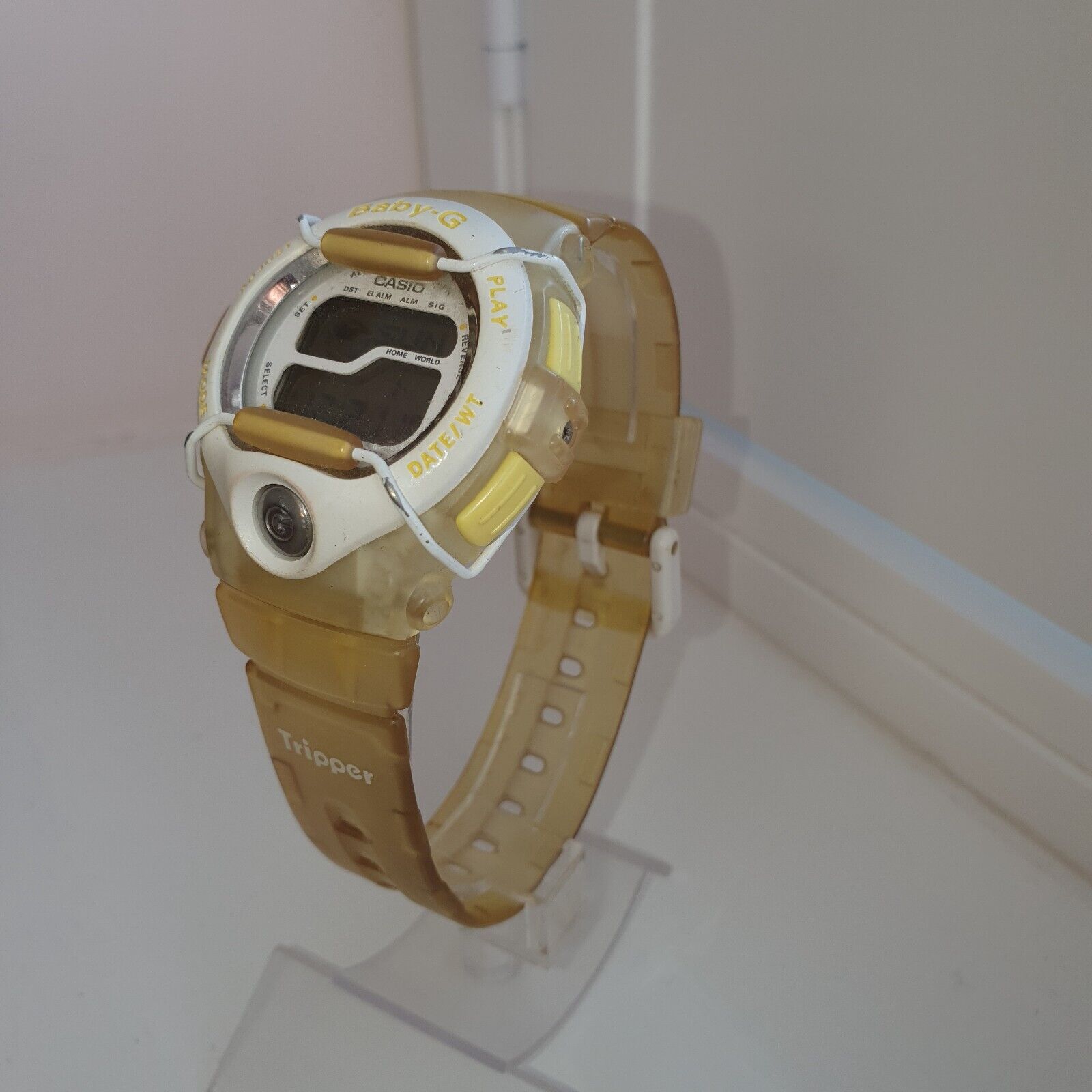 Baby G BGT-100 Tripper Watch Yellow Strap White Face Excellent