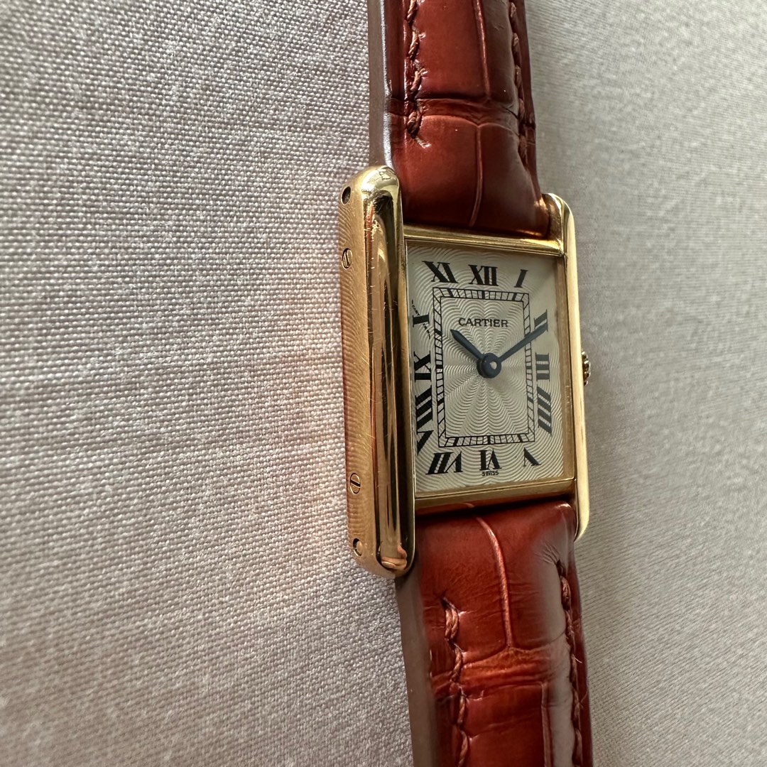 Cartier Tank Louis Cartier LC 18K Yellow Gold Guilloch Dial