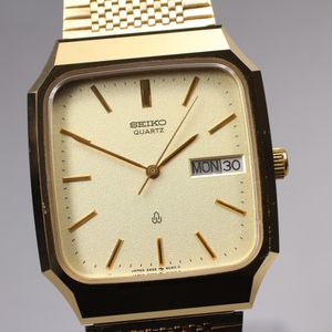 Near MINT] 1982 Vintage Seiko SEAGULL 5933-5080 Gold Quartz Mens