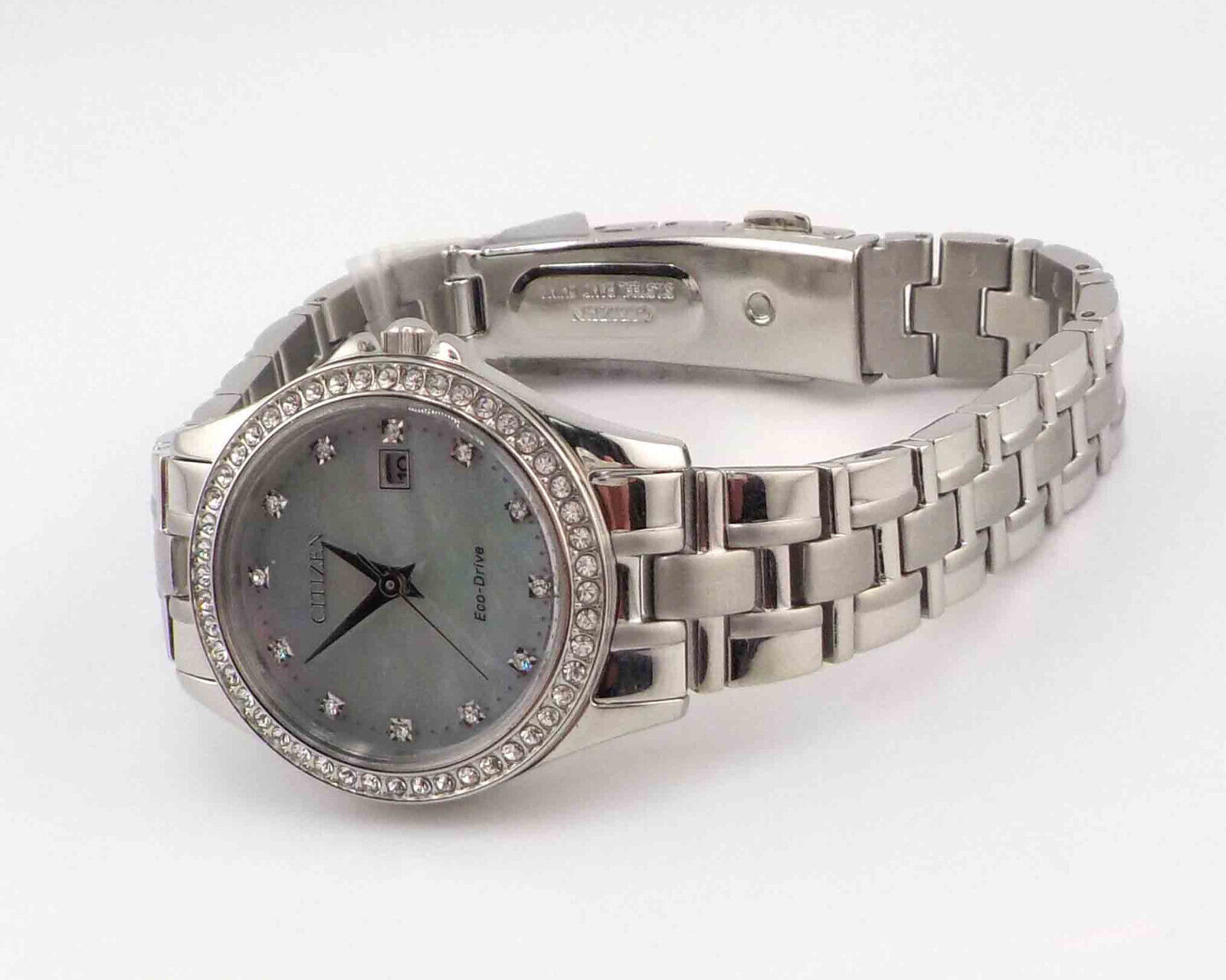 CITIZEN SILHOUETTE CRYSTAL MOP LADIES ECO-DRIVE WATCH EW1841 