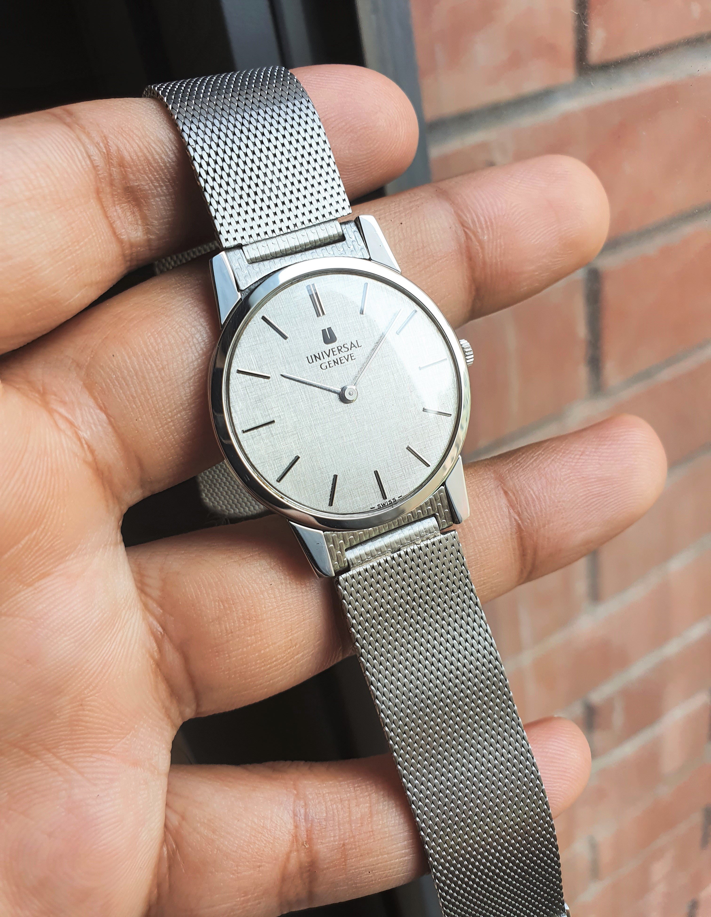 499 USD] FS: Universal Genève Altesse Grey Linen Dial 70's