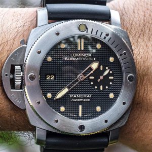 Panerai 569 Luminor 1950 Submersible Left Handed Destro Titanium Complete Boxes Papers PAM00569 PAM 00569 Clou de Paris Hobnail Dial WatchCharts Marketplace