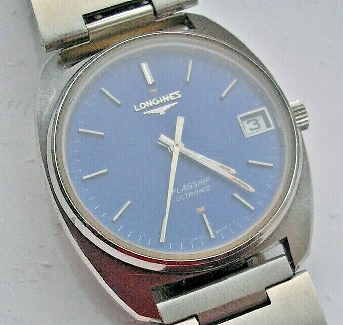 MENS LONGINES FLAGSHIP ULTRONIC. BLUE FACE. IMMACULATE RARE