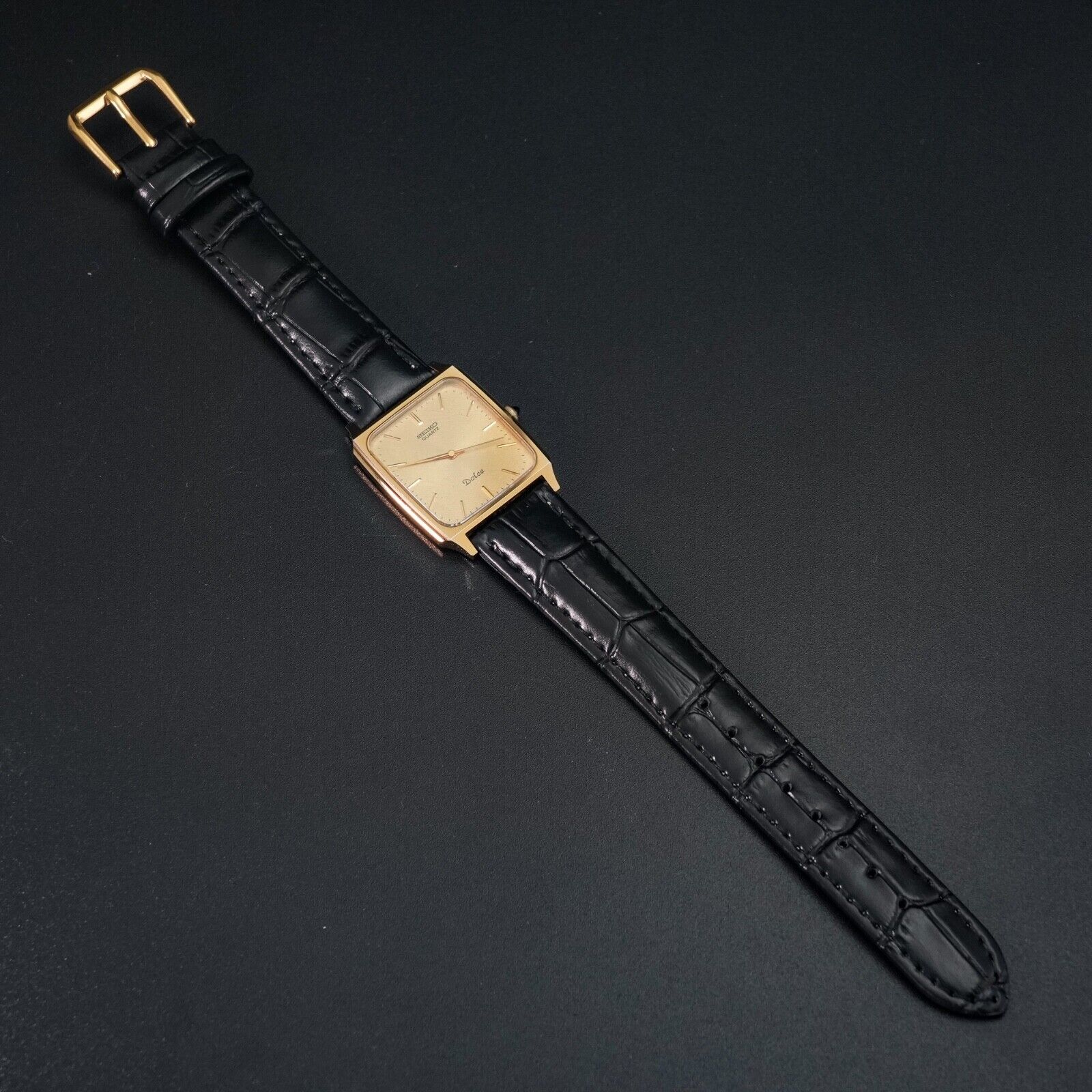 Vintage 1983 [N-MINT] New BATT SEIKO Dolce 5931-5550 Gold Tank