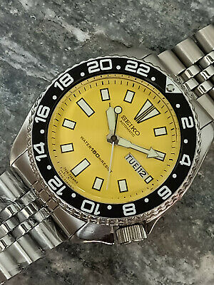 VINTAGE SEIKO SCUBA DIVER 6309 729A YELLOW FACE AUTOMATIC MENS