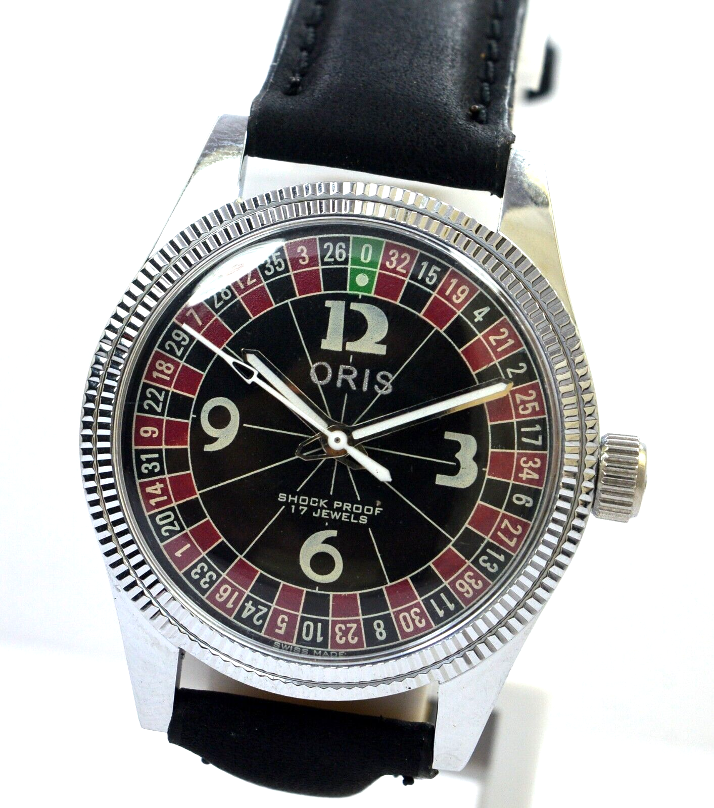 Vintage Oris Black Rolet Dial ST 96 17 Jewels Swiss Made