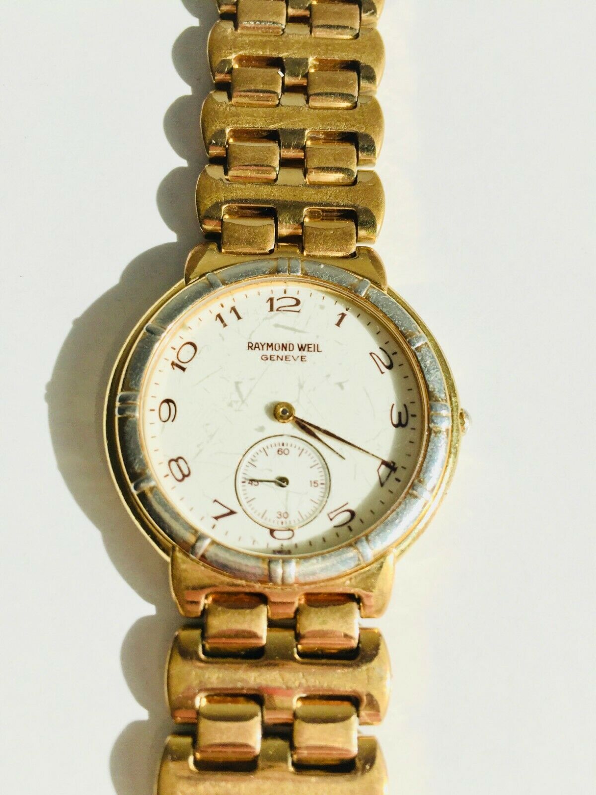 9815 Raymond Weil FOR PARTS / REPAIR Gold Face Swiss Watch Geneve