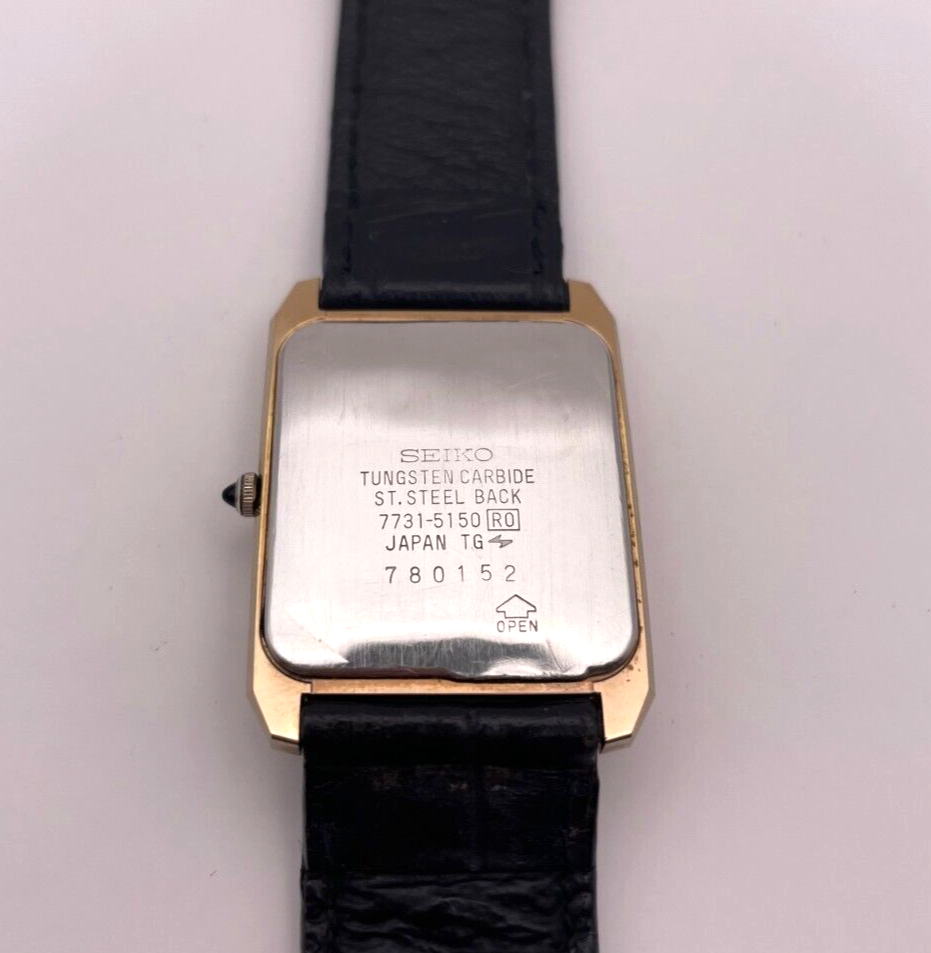 w051] Seiko Dolce Watch 7731-5150 Mens Quartz Tungsten Gold Black