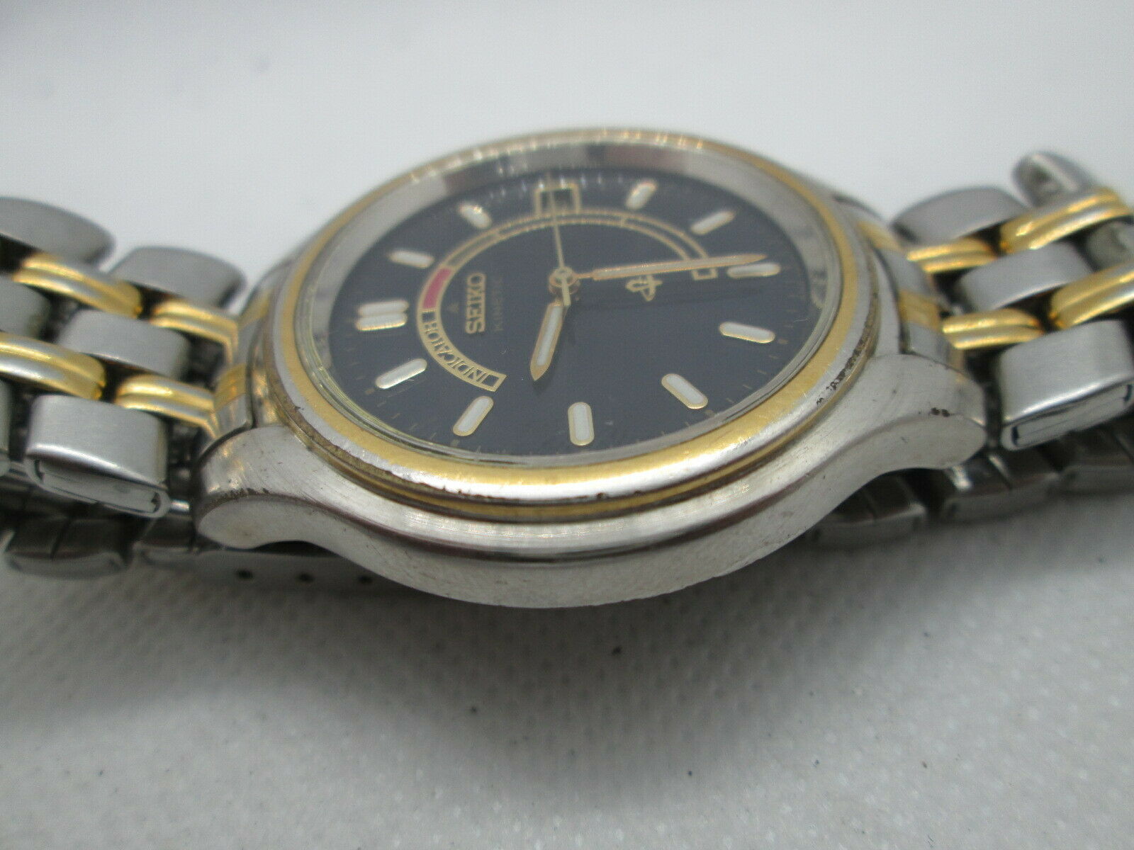 SEIKO KINETIC 5M42-0A10 DATE 18KGP/STAINLESS STEEL QUARTZ 