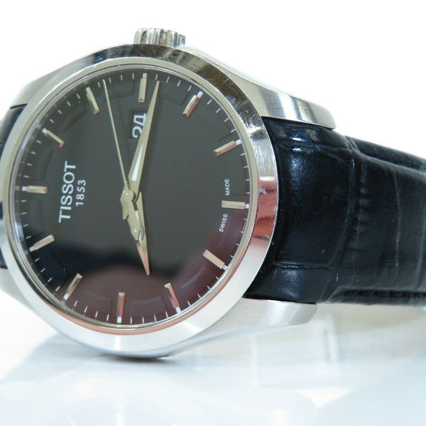 Tissot - Couturier Watch - T035410A - Black Leather Strap - Silver Dial ...