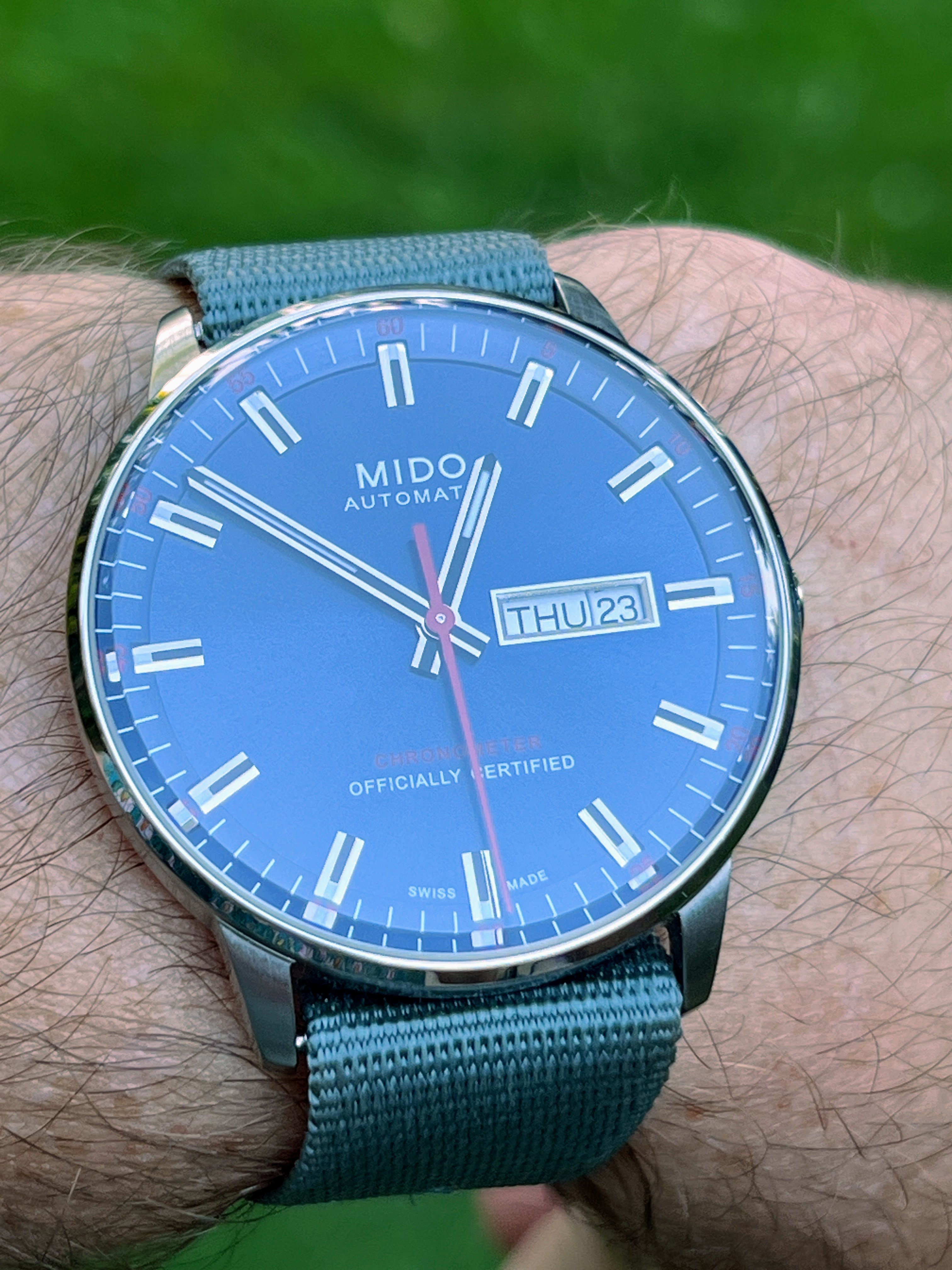 500 USD Mido Commander II Chronometer COSC blue dial bracelet NATO strap WatchCharts Marketplace