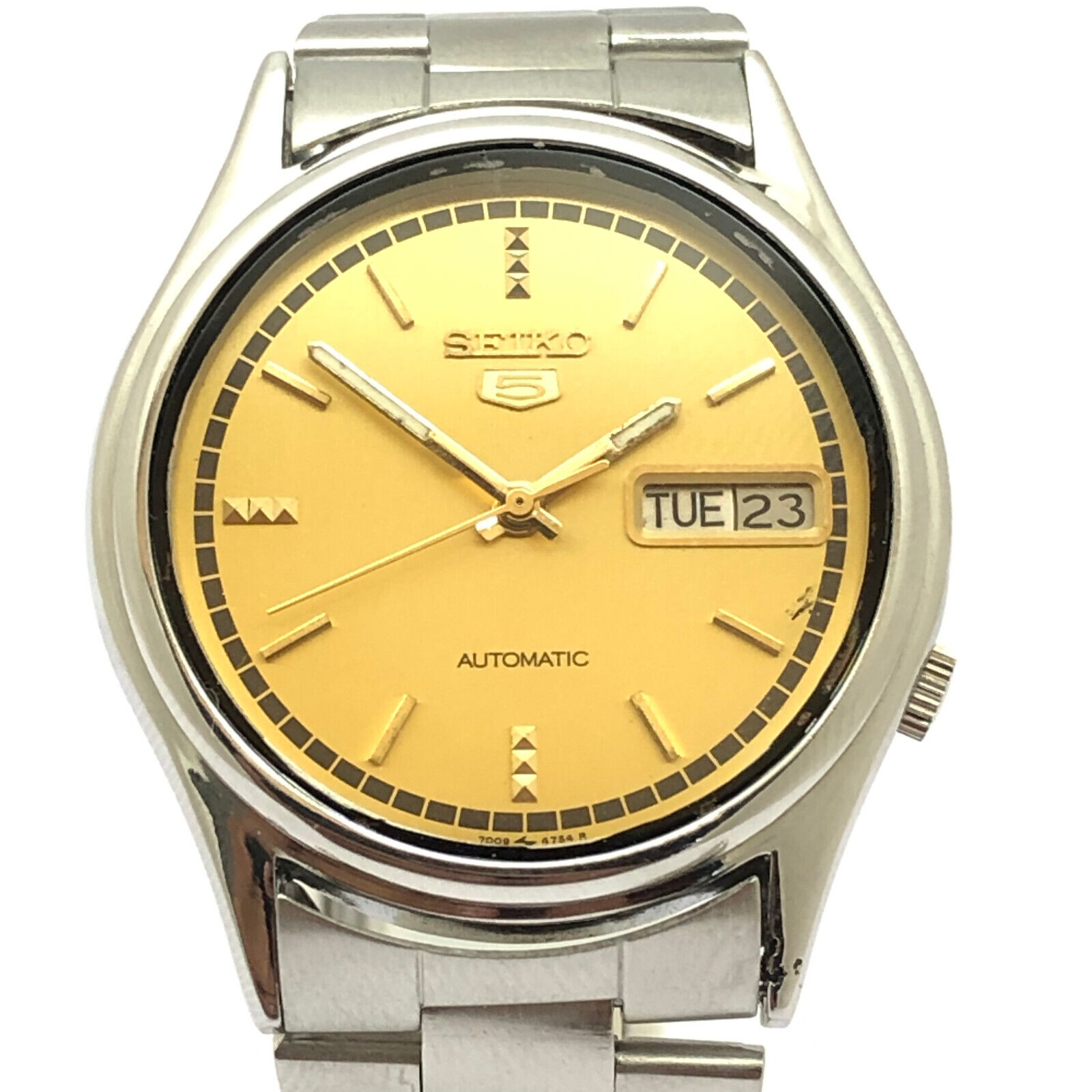 Vintage Seiko 5 7019-8180 Automatic Golden Dial Day Date Japan Made ...