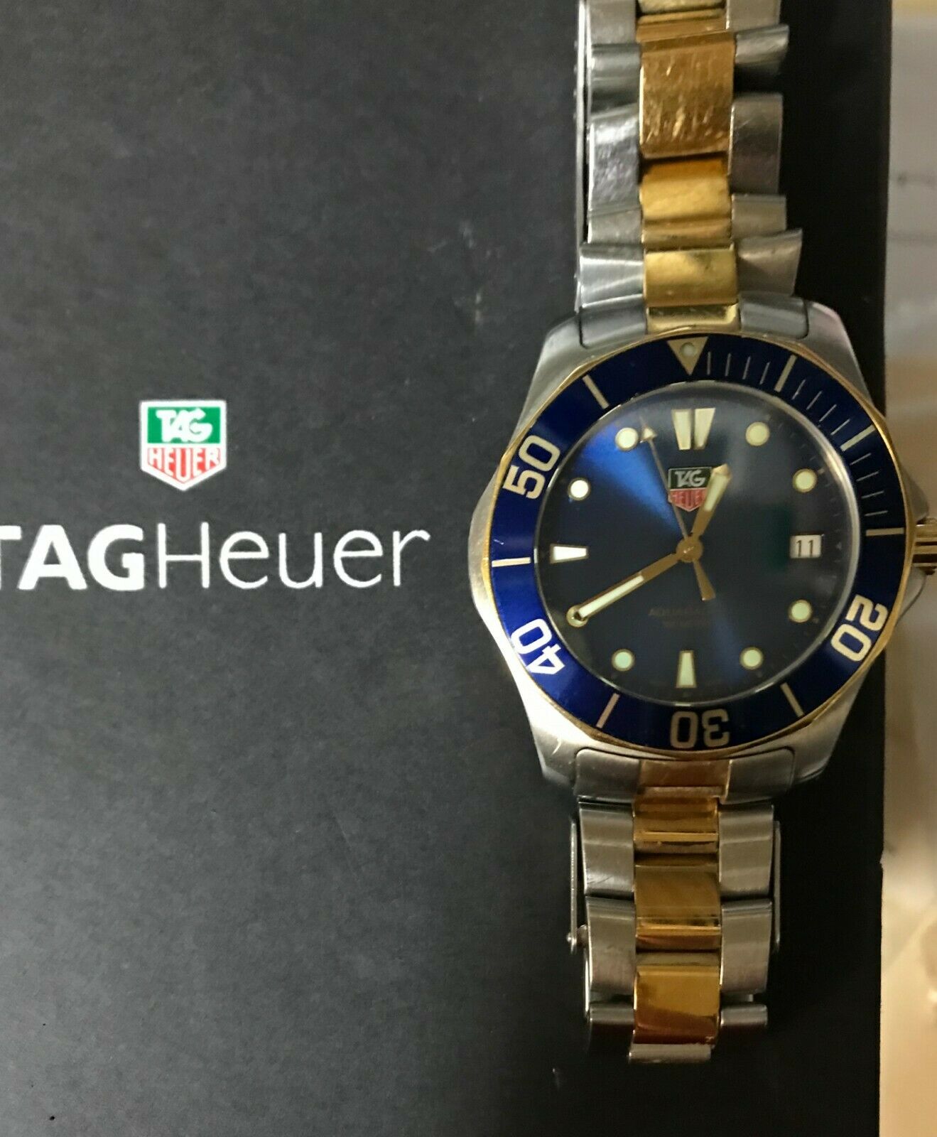 Tag Heuer WAB1120 BB0802 Blue Aquaracer Watch w Two Tone