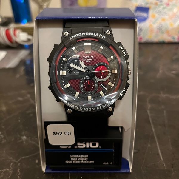 Casio Script Red Casio red and black watch | WatchCharts Marketplace