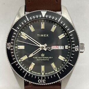 時計 TIMEX WaterBury automatic TW2V24800 Timex Men's Watch The Waterbury Automatic Black Dial Leather