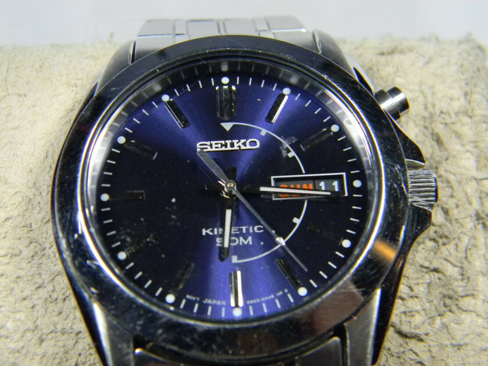 Seiko Kinetic Mens Watch 5M63 0AH0 50M Rated Pre Owned New Cell