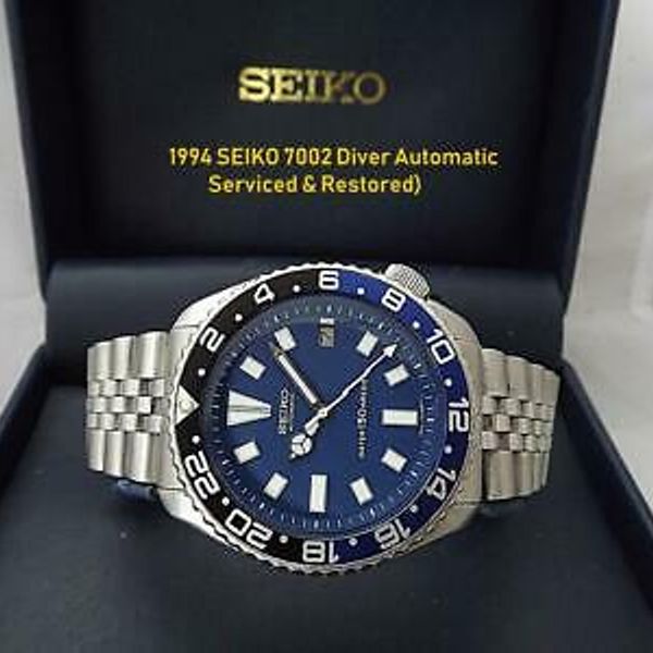 SEIKO SCUBA DIVER Blue Dial, Automatic, Black/Blue' Batman' GMT Custom 7002-700J  | WatchCharts