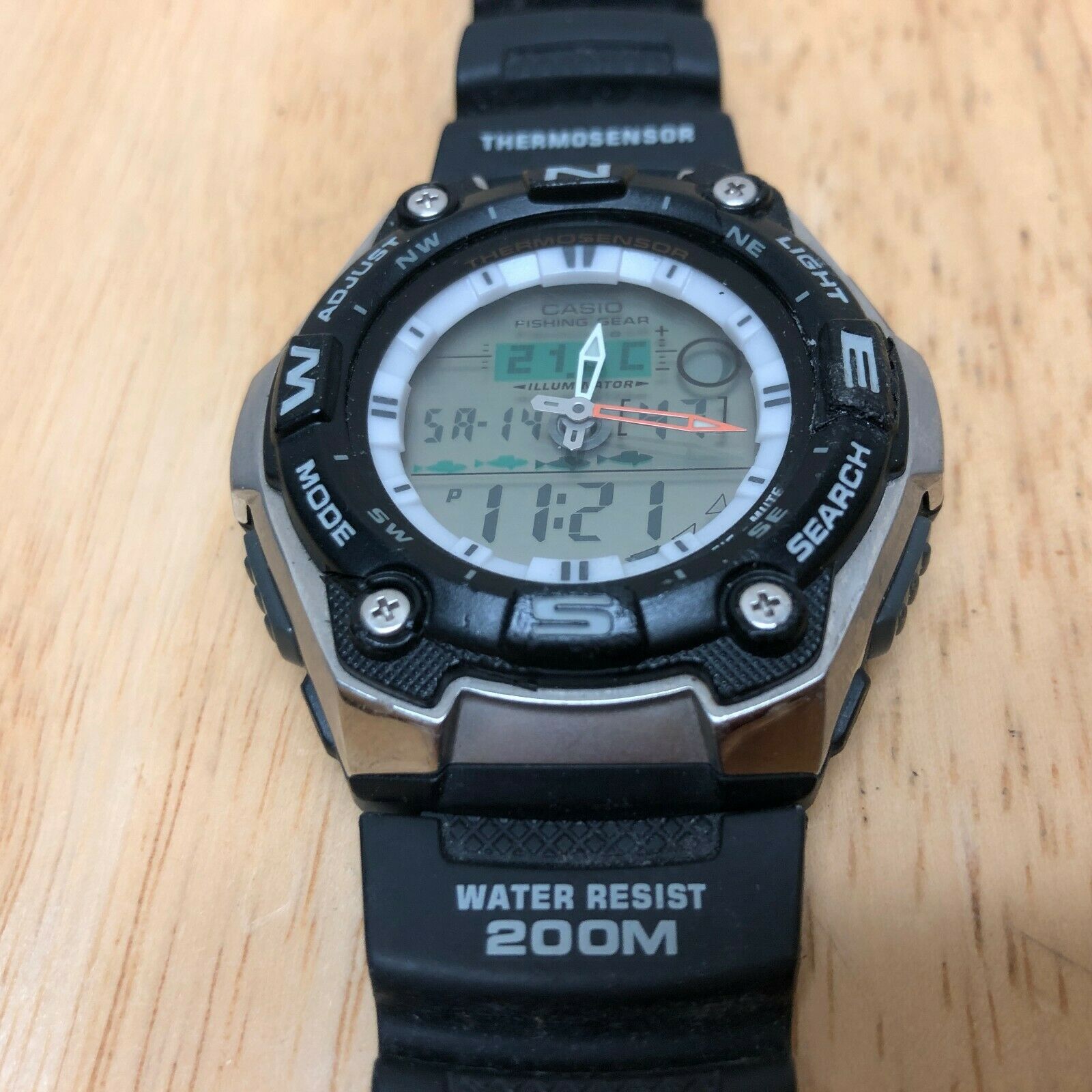 CASIO 5056 AQW-101 Fishing Gear Men Analog Digital Chrono Watch