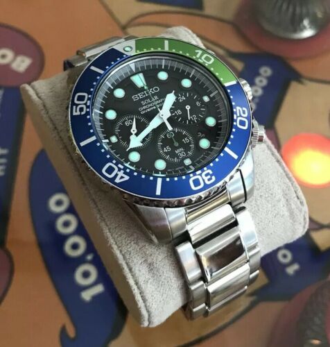 Seiko SSC239 Blue Green Bezel Watch Solar V175 Diver Chronograph Chrono  RARE | WatchCharts