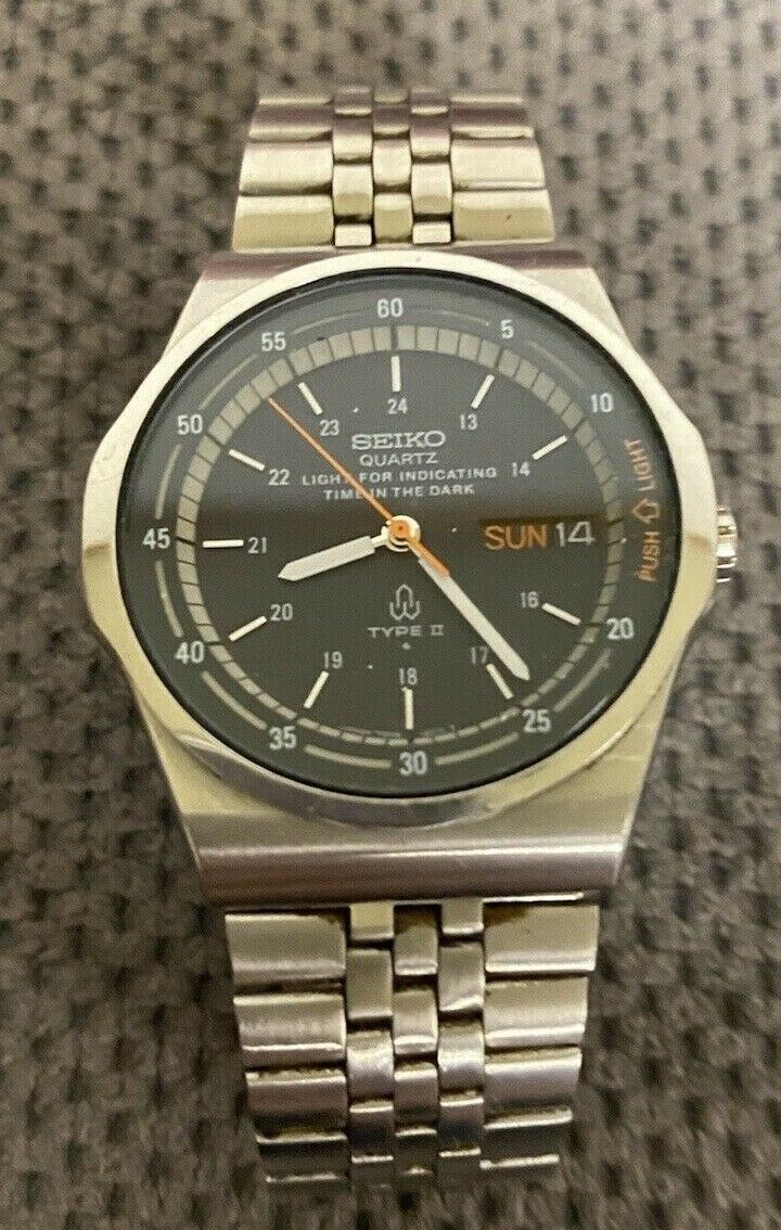 VTG Seiko Men's Type II Watch Black Dial 7559-601A Quartz