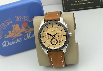 FOSSIL MACHINE Chronograph Watch FS5620 Men's Brown Leather Strap