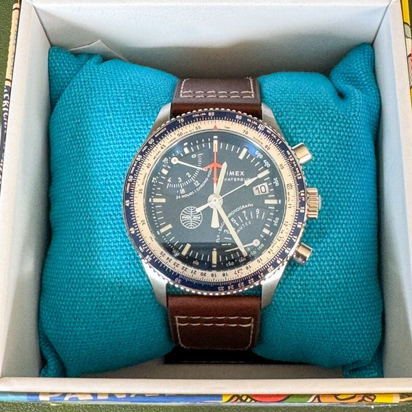 Timex TW2W97200 Orologio Uomo X Pan Am Fly Back Chronograph | Cassa 43 Mm Acciaio Riciclato Pelle Marrone - 4